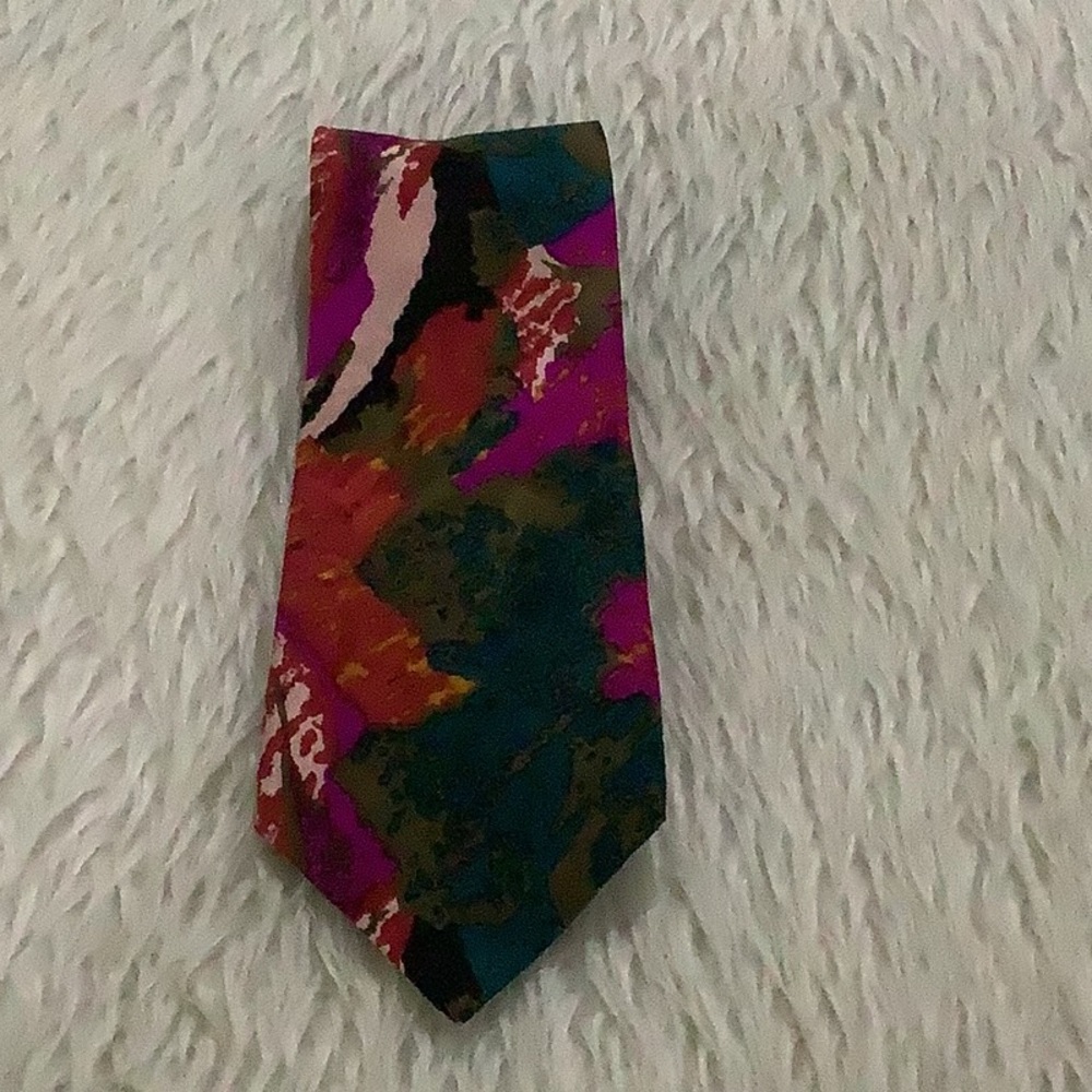 Vintage index colorful pink orange men’s silk tie